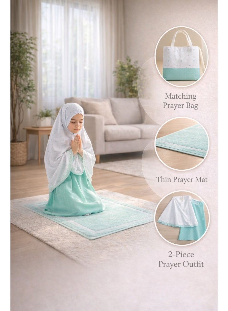 Elanesa  10–11 Years – Kids’ Unique Prayer Attire with Matching Bag and Prayer Mat, Made in Turkey - Image 1